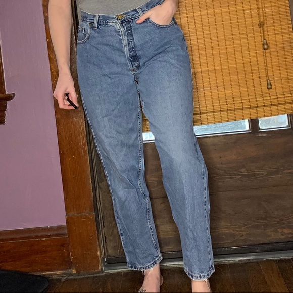 Vintage Painted Orange Tab Eddie Mom Jeans - Picture 2 of 8